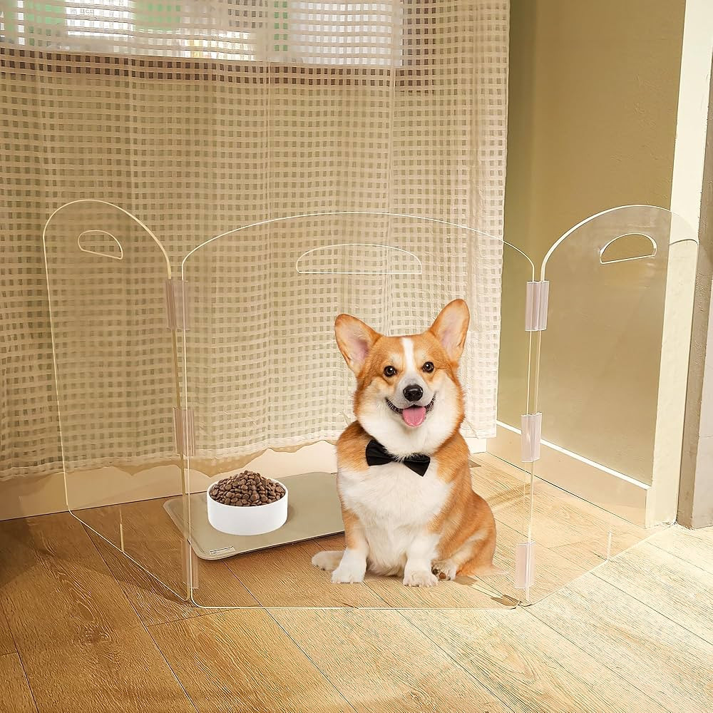 Dog Gate, Clear Acrylic Pet Gate for Dogs, Free Standing Pet Gates for Doorways, Folding Freestan... | Amazon (US)