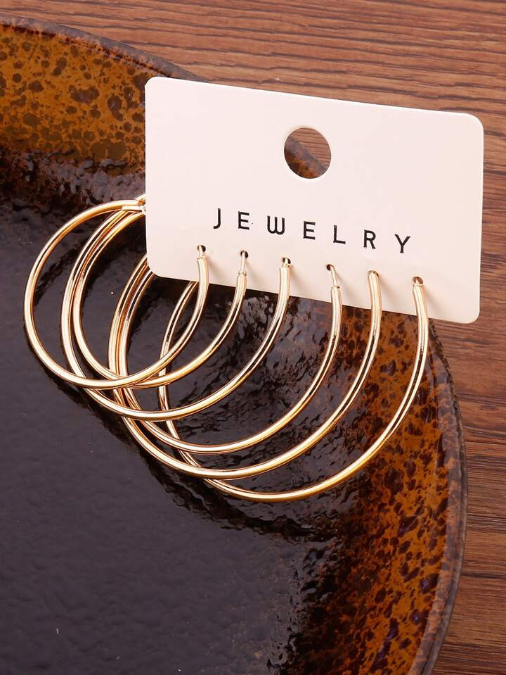 3pairs Minimalist Hoop Earrings | SHEIN USA | SHEIN