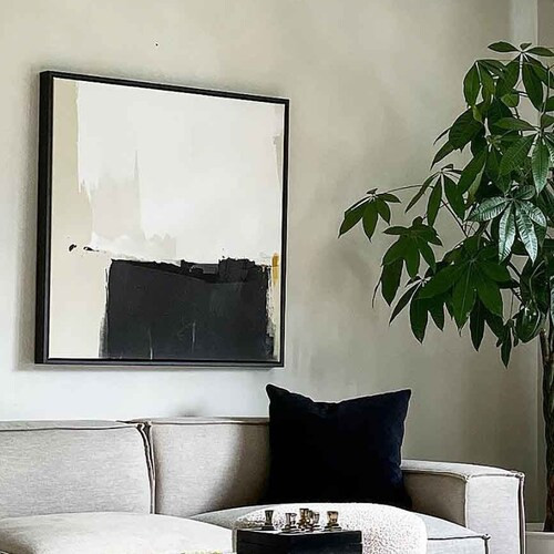 Quiet Mind Framed Neutral Abstract Canvas Art, Large Minimalist Wall Art, Modern Japandi Living R... | Etsy (US)