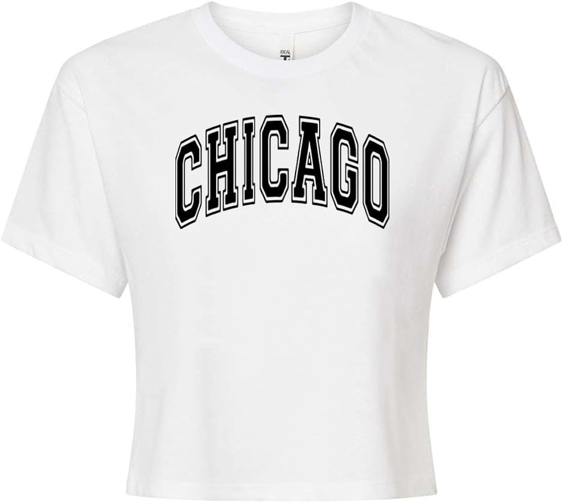 TeesAndTankYou Arch Chicago Crop Tee Shirt Women's | Amazon (US)