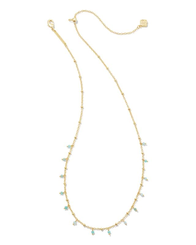 Camry Gold Beaded Strand Necklace in Amazonite | Kendra Scott