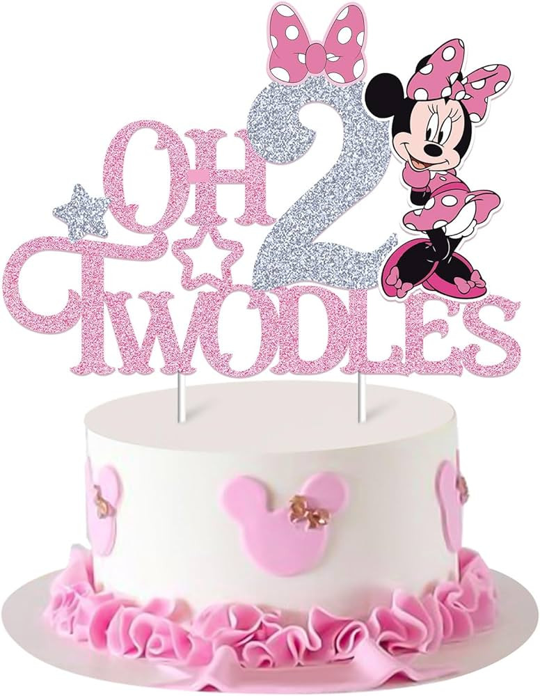 Amazon.com: EnlSinr Mouse Oh Twodles Cake Topper for Girls, Pink Glitter Mouse Second 2nd Birthda... | Amazon (US)