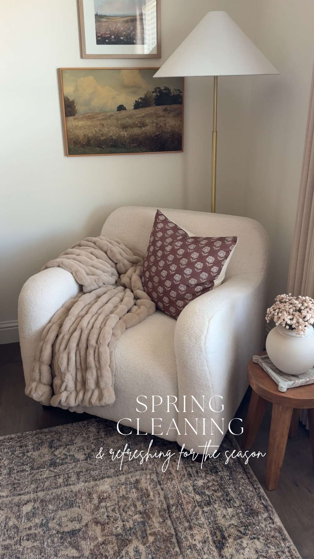 This season, I’m getting spring-ready in every corner—a mix of cleaning, refreshing, and simple seasonal touches. Fresh floors with my robot vacuum, cozy lighting that makes everything feel warm even as the seasons change, Easter details at the entry, and a lighter accent on my coffee table that instantly brightened the space.

And at the end of the day, a clean, calm bedroom is my favorite kind of reset this time of year.

#LTKHome #LTKSeasonal