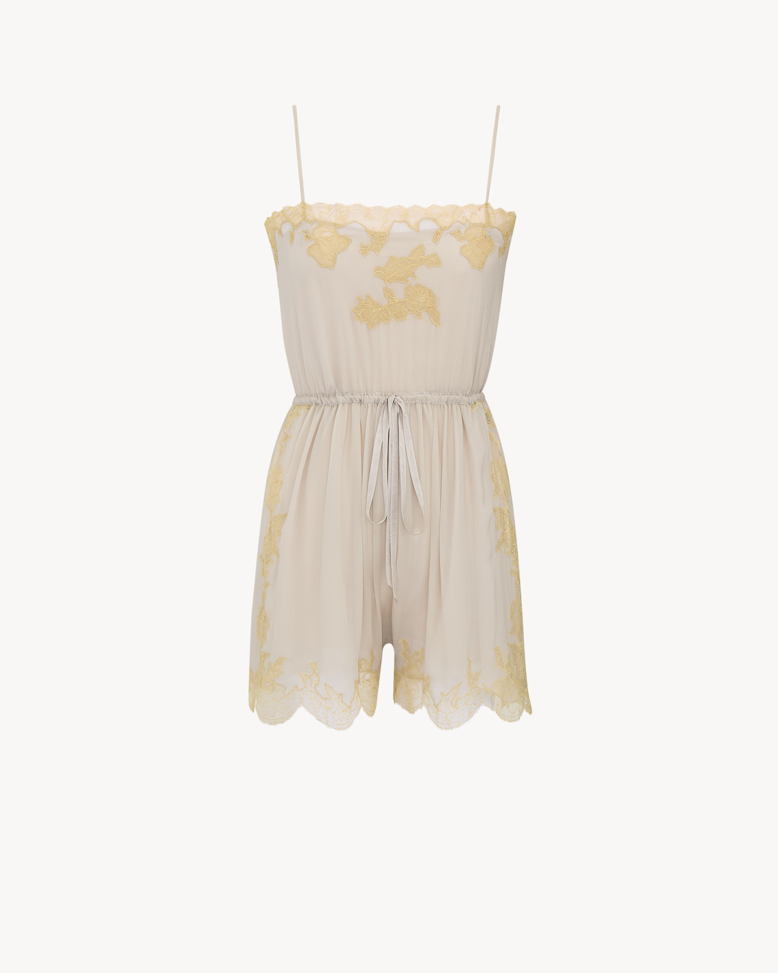 laced romper in silk crepe muslin | Saint Laurent Inc. (Global)