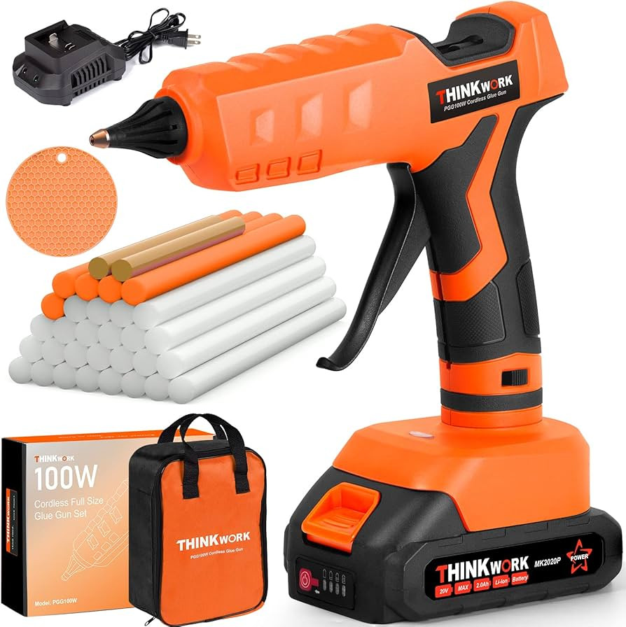 THINKWORK Hot Glue Gun, 20V Cordless Glue Gun with 30 PCS Full Size Sticks, Drip-Free Fast Heatin... | Amazon (US)