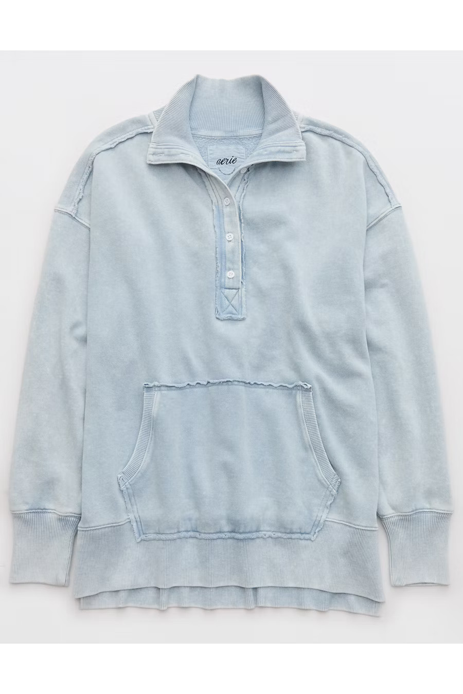 Aerie Vintage Popover Polo Sweatshirt Women's Cloud Wash XXL | Aerie