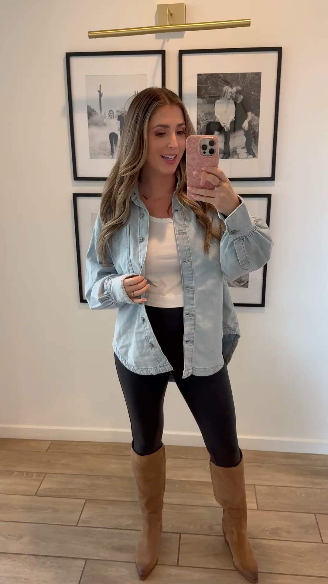 This chambray button down top can be a shirt or jacket. It’s part of the Nordstrom sale and I love it!! I’m in XS. Boots are also nsale. Linking similar faux leather leggings and my tank top.

#LTKootd #LTKSaleAlert