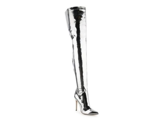 Women's Polished Over The Knee Boot -Silver Metallic | DSW