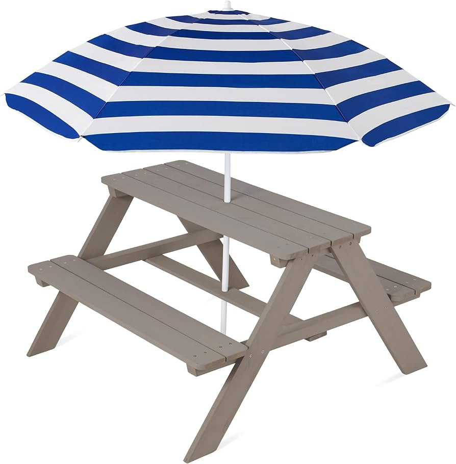 Best Choice Products Kids Wooden Picnic Table, Outdoor Activity & Dining Table w/Adjustable Colla... | Amazon (US)