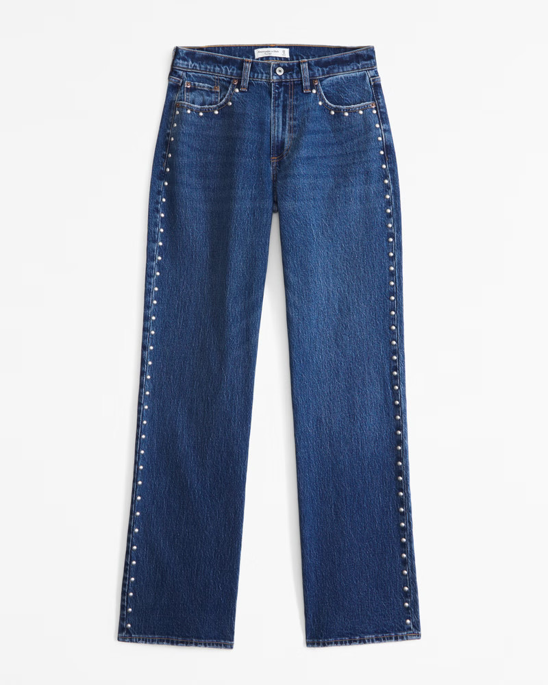 Abercrombie & Fitch Women's Low Rise Baggy Jean in Dark With Studs - Size 30 LONG | Abercrombie & Fitch (US)