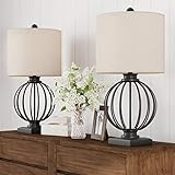 Amazon.com: Modern Table Lamps  Set of 2 Wrought Iron Open Cage Orb Lights with LED Bulbs or Be... | Amazon (US)