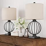 Amazon.com: Modern Table Lamps  Set of 2 Wrought Iron Open Cage Orb Lights with LED Bulbs or Be... | Amazon (US)