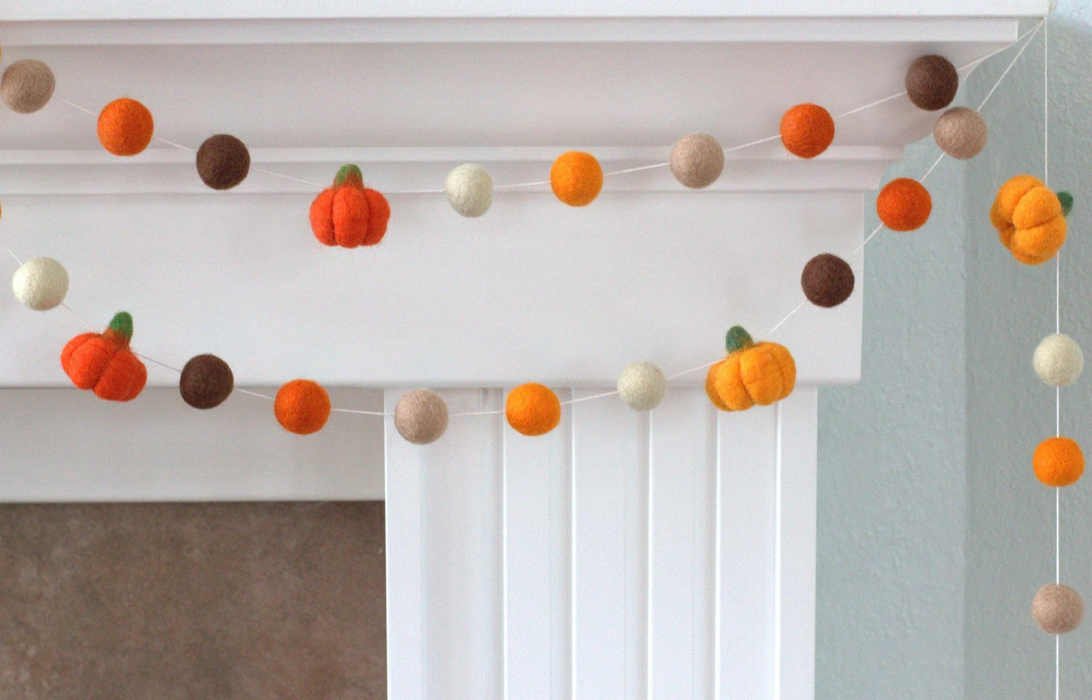 Felt Pumpkin Garland- Orange Brown- Felt Balls & Pumpkins- Fall Autumn Halloween Thanksgiving Dec... | Etsy (US)