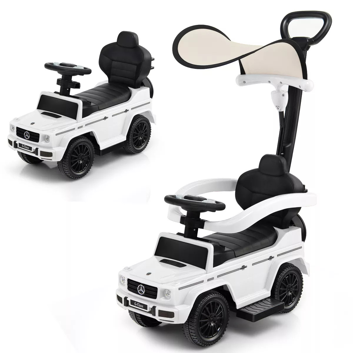 Infans 3 in 1 Ride on Push Car Mercedes Benz G350 Stroller Sliding Car w/ Canopy White | Target