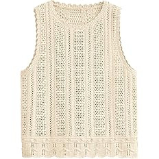 KIRUNDO Beach Vacation Clothes for Women Spring Summer Crochet Sweater Vest Tank Tops Cover Ups R... | Amazon (US)