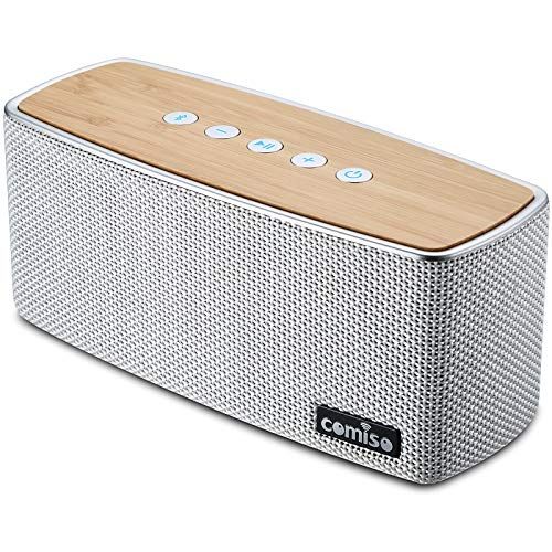 COMISO Bluetooth Speakers, 20W Loud Wood Home Audio Outdoor Portable Wireless Speaker, Subwoofer Twe | Amazon (US)