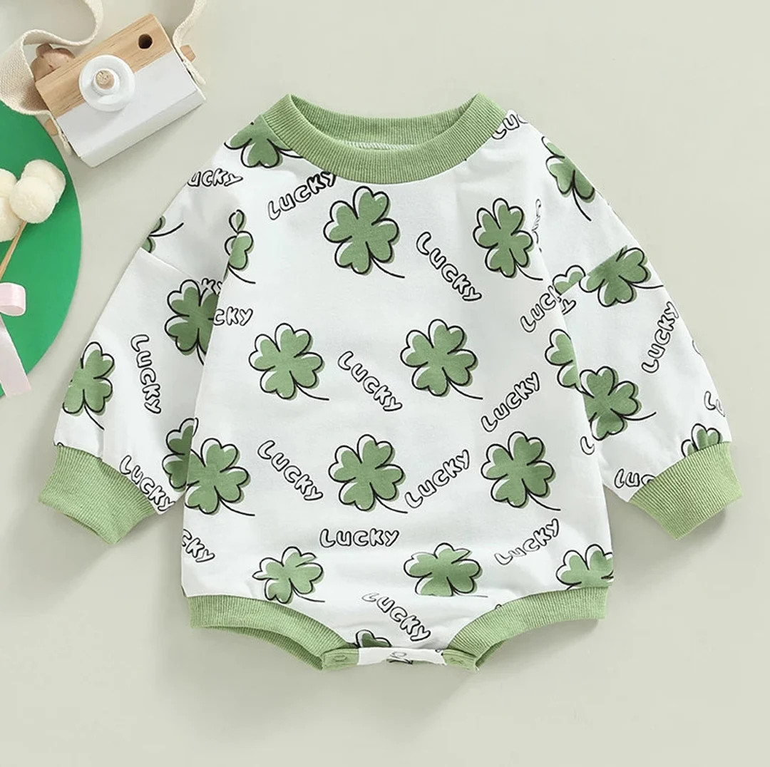 Lucky St Patricks Day Baby Romper, Newborn Girl Boy Irish, St. Patrick's Day Baby Romper, Toddler... | Etsy (US)