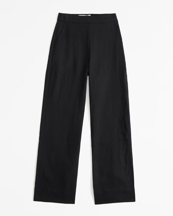 Women's Clean Waist Premium Linen Trouser | Women's Bottoms | Abercrombie.com | Abercrombie & Fitch (US)