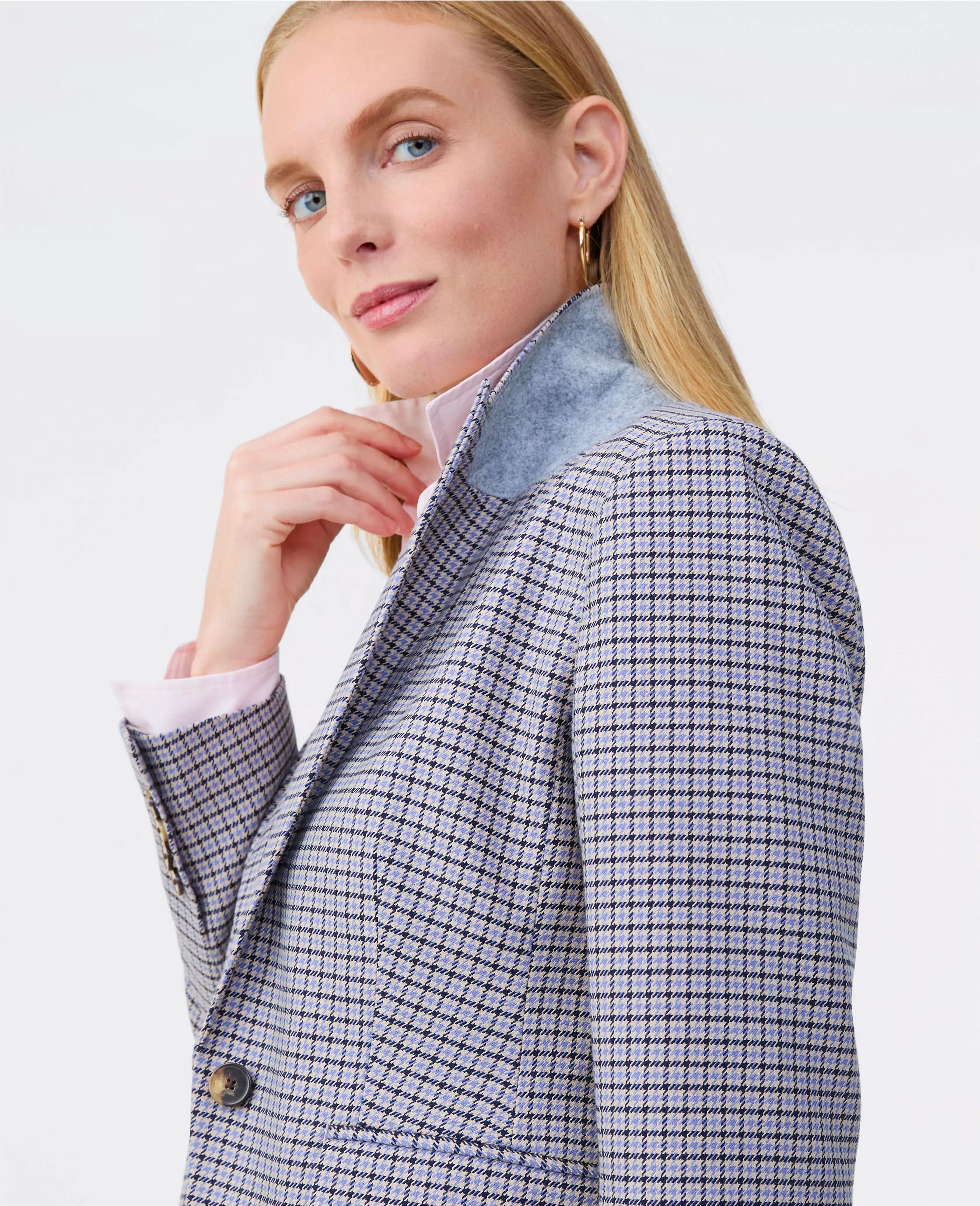 The Petite Fitted One Button Blazer in Houndstooth | Ann Taylor