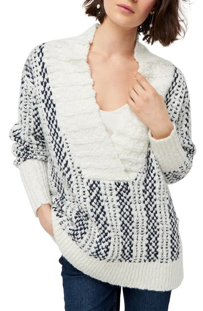 Pattern Shawl V-Neck Pullover | Nordstrom