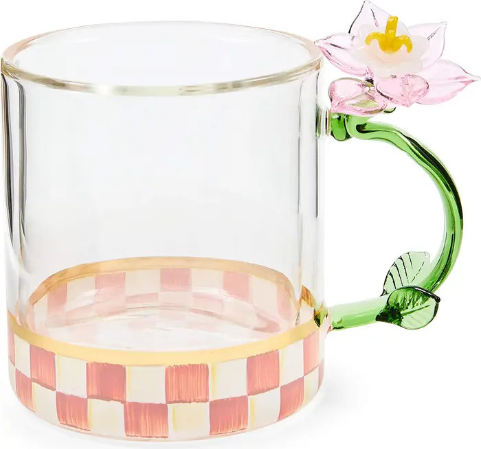 Rosy Check Flower Glass Mug | Nordstrom