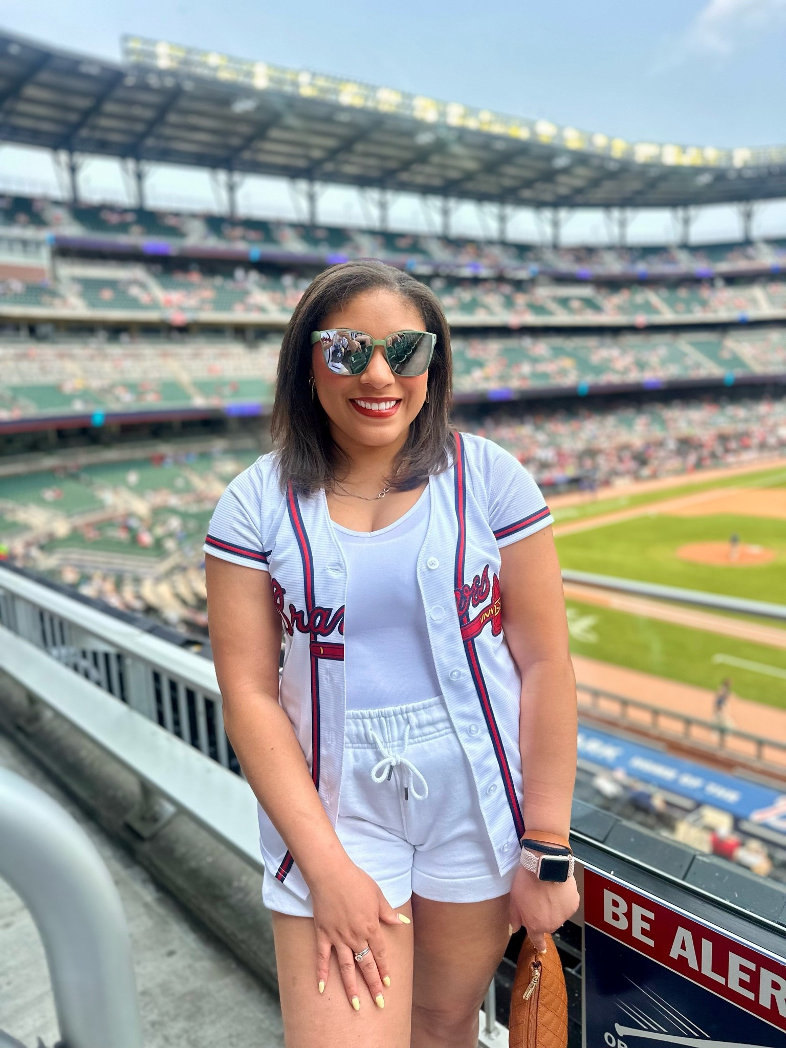 Braves game, Braves jersey, white tank top, and white Shorts ￼

#LTKootd #LTKU #LTKActive