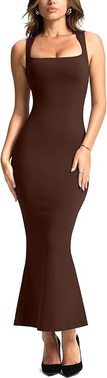 Maxi Dress for Women Square Neck Sleeveless Lounge Dresses Bodycon | Amazon (US)