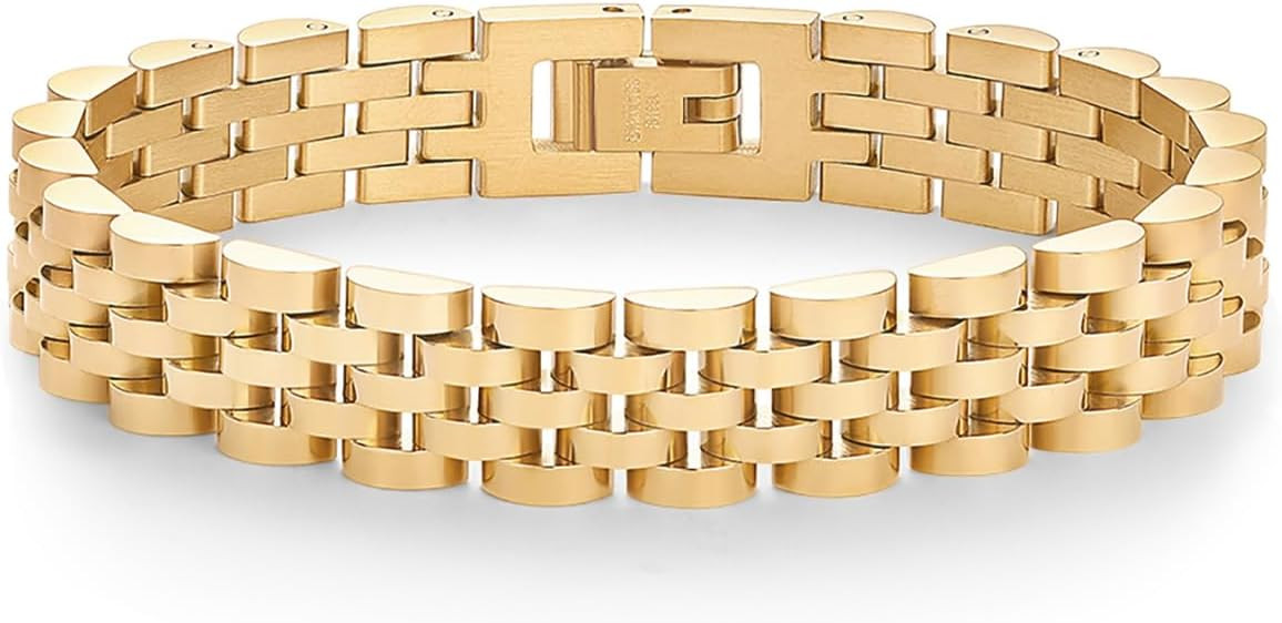 PAVOI 14K Gold Plated Waterproof Watch Strap Chain Bracelet for Women | Two Toned Mixed Metals St... | Amazon (US)