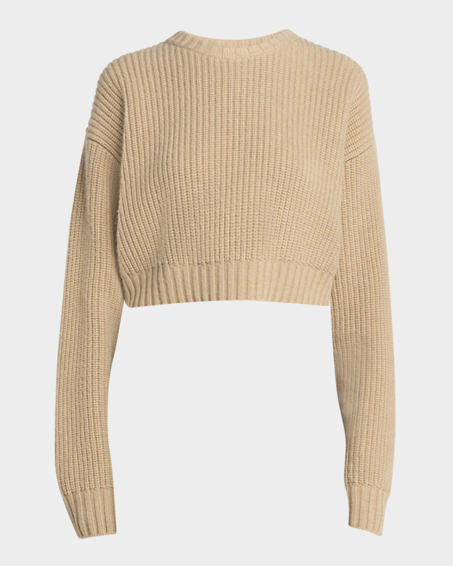 Ribbed Wool Cashmere Cropped Sweater | Neiman Marcus