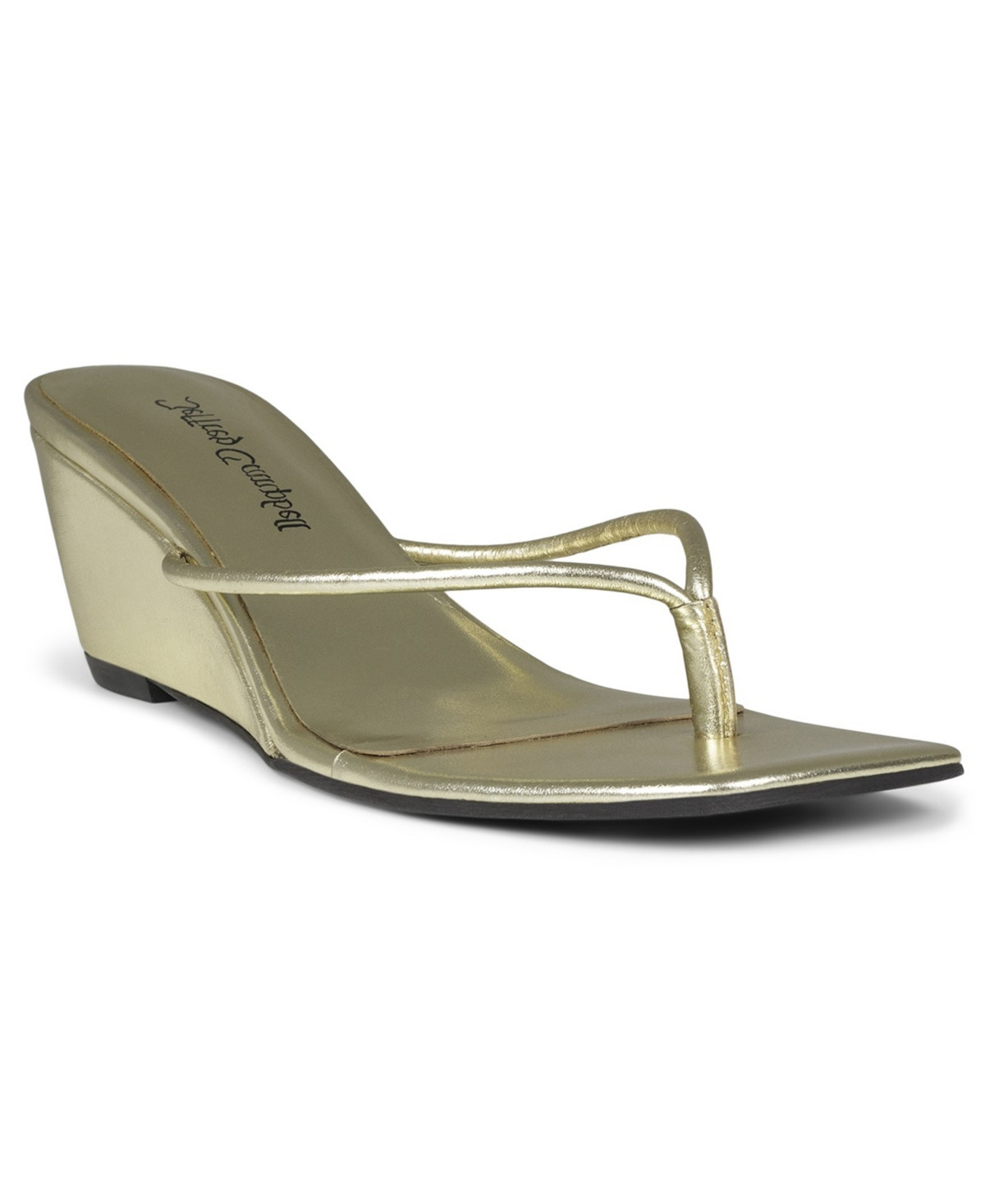 Jeffery Campbell Women's Simplicity Thong Wedge Sandals - Gold Metallic | Macy's