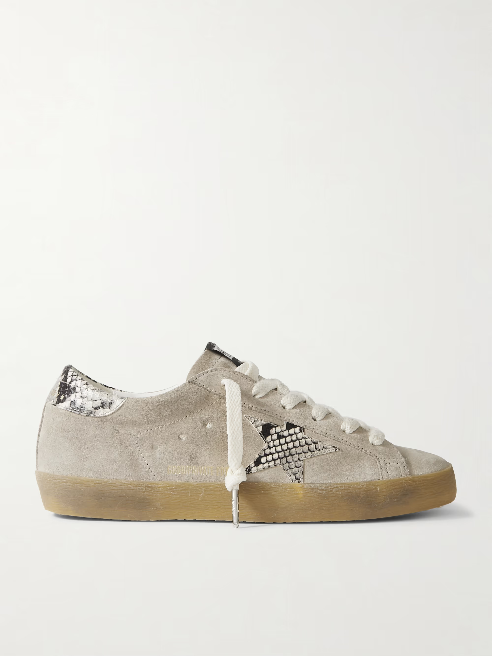 Super-Star snake-effect leather-trimmed suede sneakers | NET-A-PORTER (UK & EU)