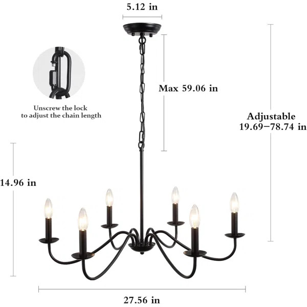 Ercel 6-Light Dimmable Classic Candle Style Rustic Linear Farmhouse Chandelier for Kitchen Island | Wayfair North America