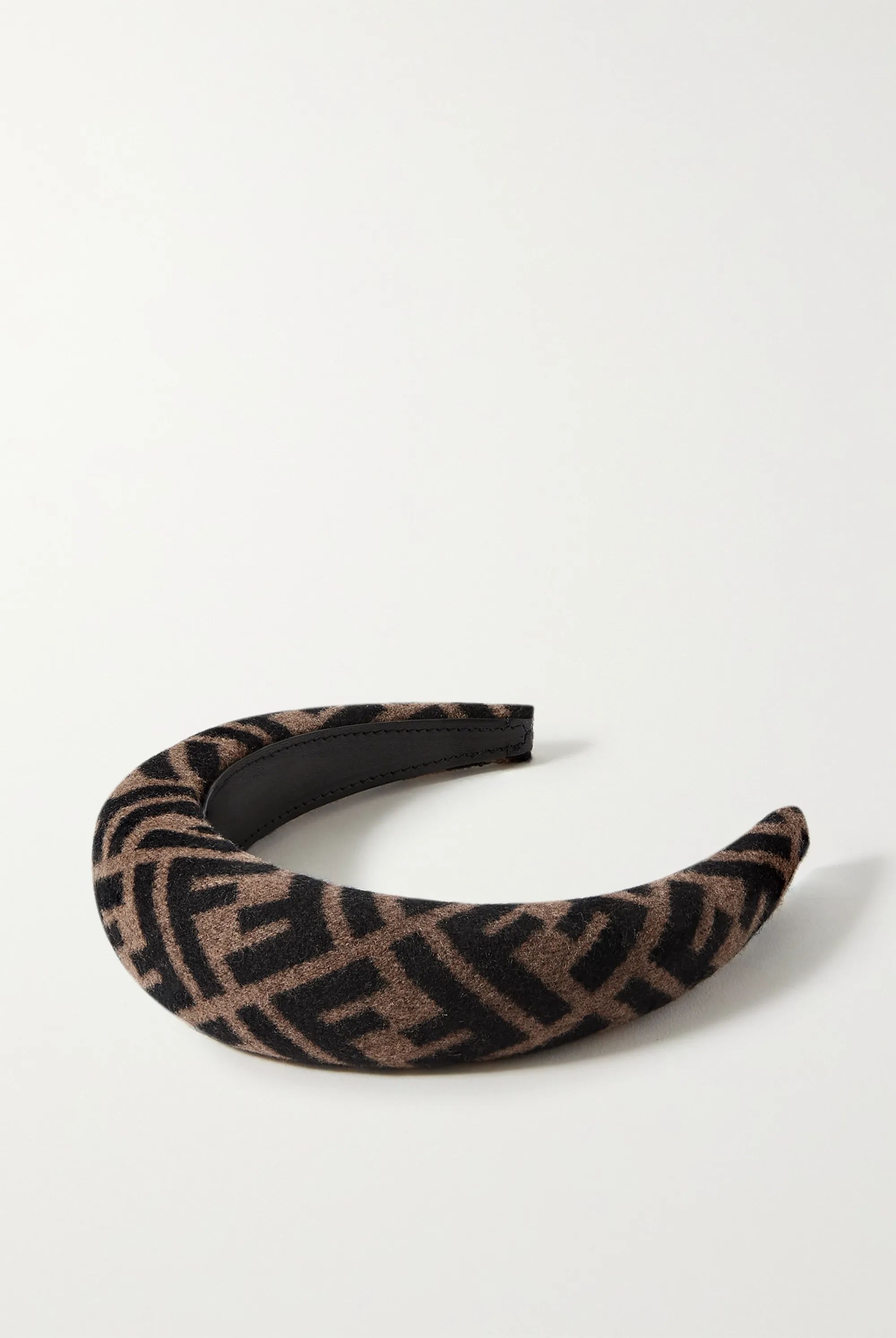 Brown Printed wool-blend felt headband | Fendi | NET-A-PORTER | NET-A-PORTER (US)
