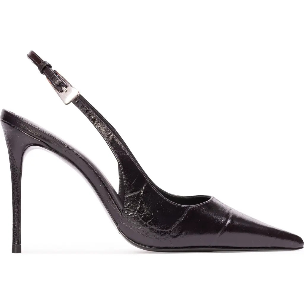 BLACK SUEDE STUDIO Branca 100 Slingback Pump in Black Croc Leather at Nordstrom, Size 38.5 | Nordstrom