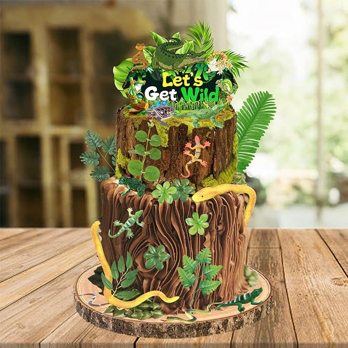 Reptile Cake Toppers Safari Animals Lizard Snake Turtle Alligator Toy Model Set Reptile Cake Topp... | Amazon (US)