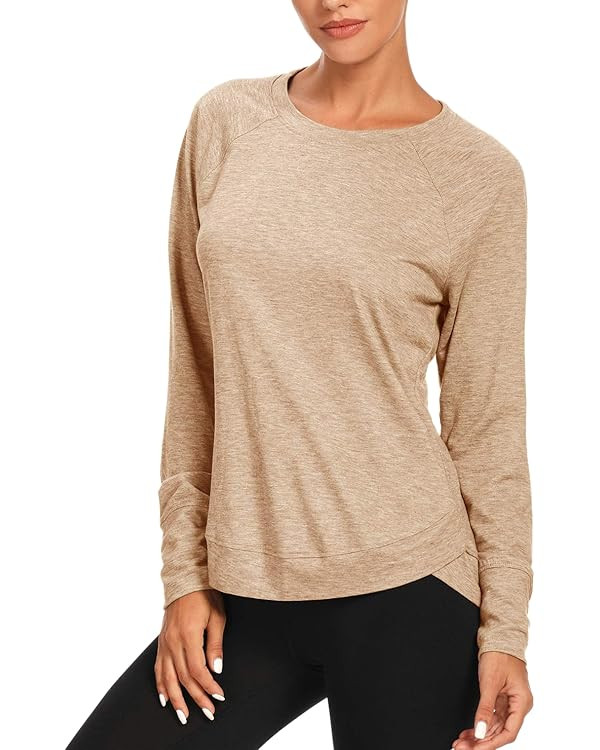 Muzniuer Womens Long Sleeve Workout Shirts-Long Sleeve Shirts for Women Yoga Sports Running Shirt... | Amazon (US)