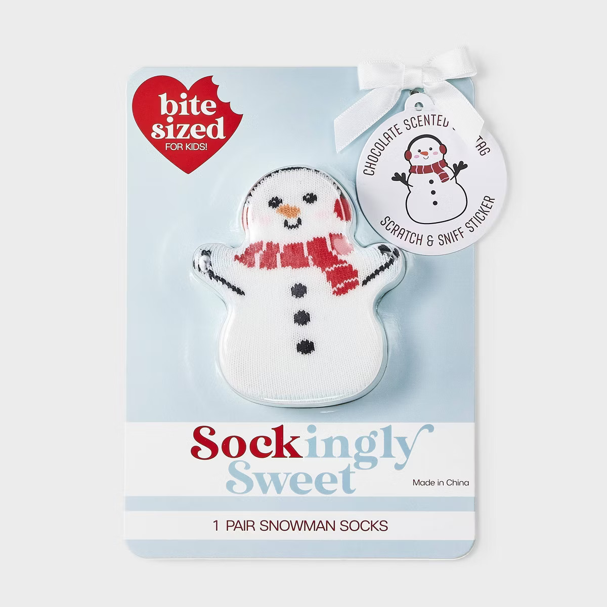 Kid's 'Let It Snow' Snowman Christmas Crew Socks - Light Blue/White/Red 2-5 | Target