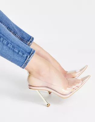 BEBO Flaura clear pointed heels in beige | ASOS (Global)