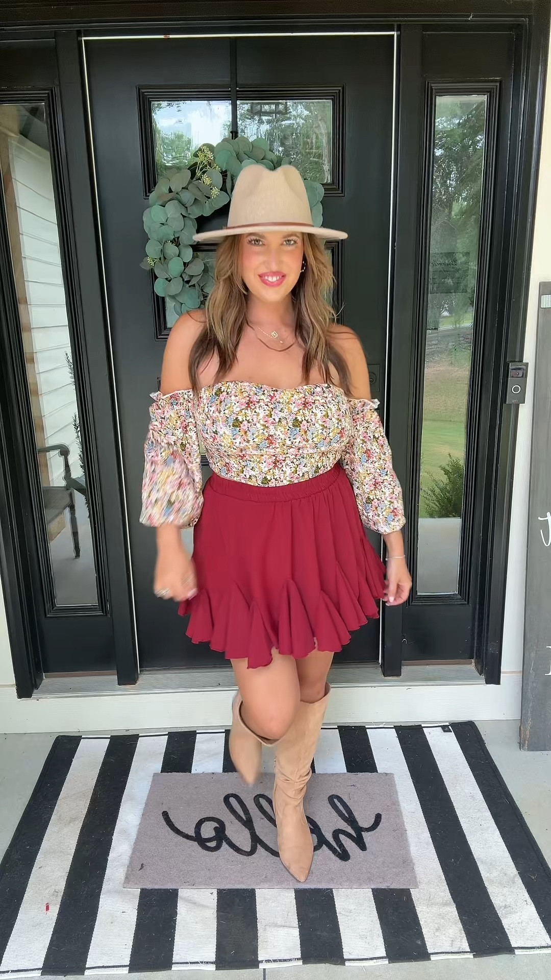 I’m loving this outfit! The top does run a little big so I would say size down. This skirt is true to size though and so cute for fall! 🫶🏻 

#LTKSeasonal #LTKMidsize