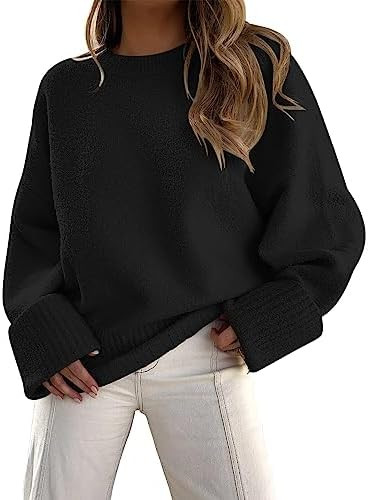 LILLUSORY Women's Oversized Sweaters Fuzzy Chunky Warm Pullover Sweater | Amazon (US)