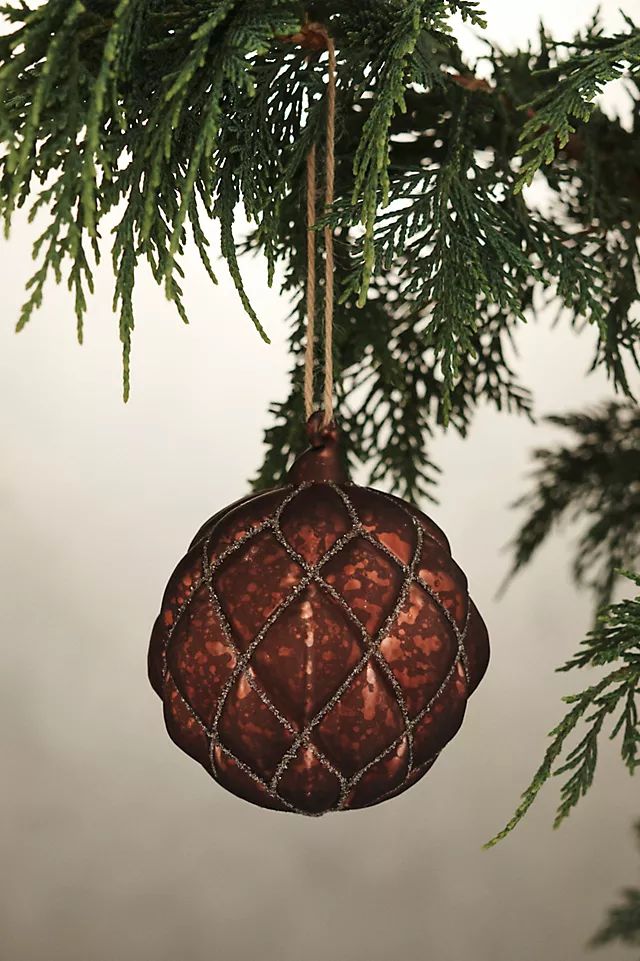Metallic Ruby Textured Glass Globe Ornament | Anthropologie (US)