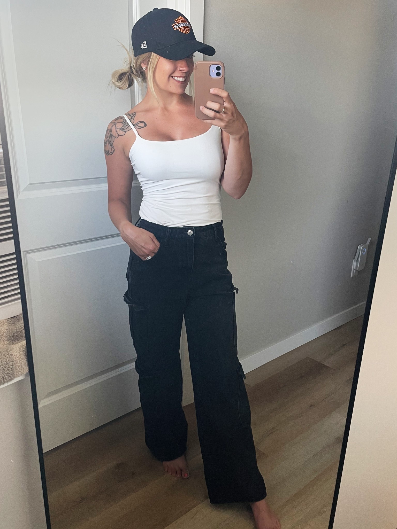 Amazon tank and cargo pants. Wearing both in size small. Harley Davidson hat from Walmart. 

#LTKU #LTKStyleTip #LTKFindsUnder50