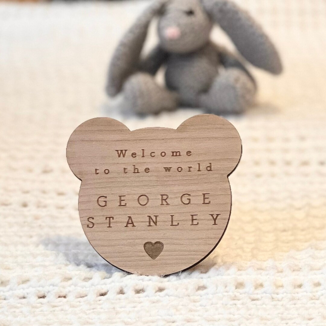 Welcome to the World Sign Personalised Baby Arrival Sign Teddy Bear Baby Decor Baby Gift Social M... | Etsy (US)