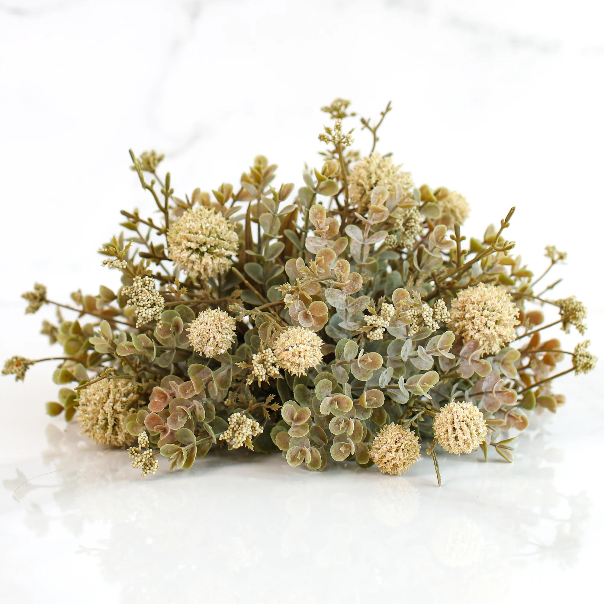 10" Fall Garden Pouf, Cream | Interior Delights