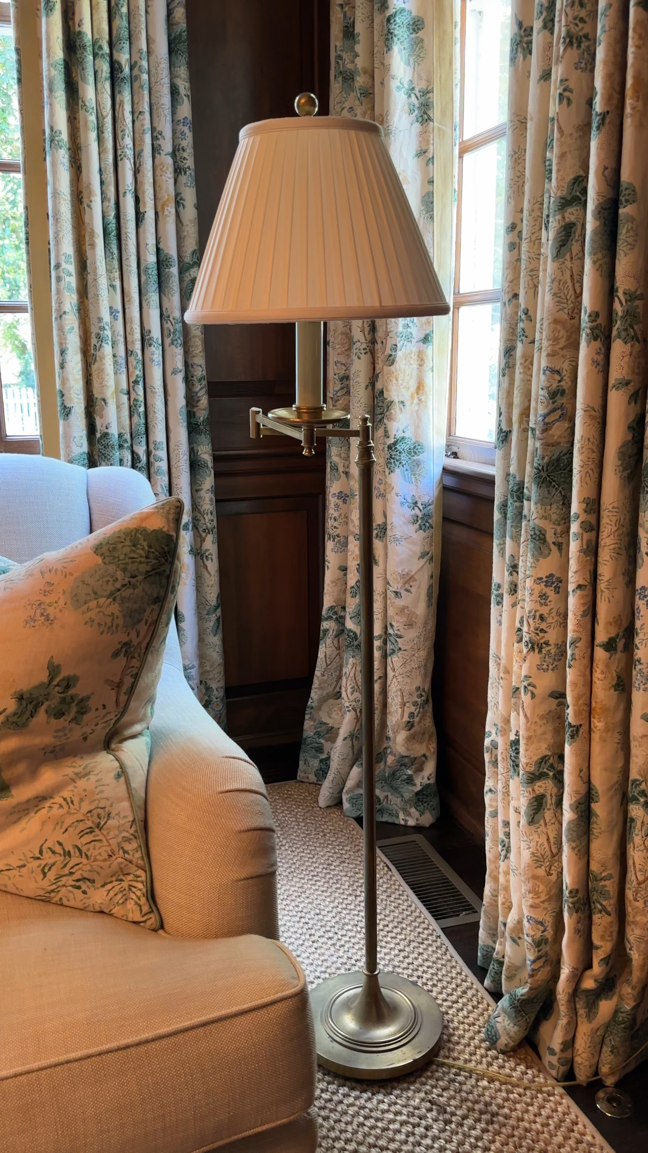 The most timeless swing floor lamp I’ve ever seen! Kate Morrison has these flanked on either side of the fireplace and they immediately drew my attention during a recent home tour of Kate’s classic house. Shop them through Visual Comfort and decorate like the designers!
