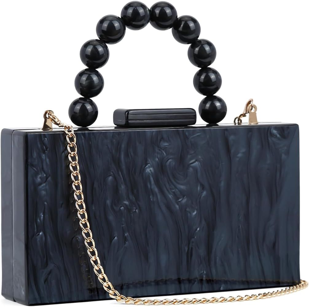 Acrylic Clutch Purses Marbling Handbags for Women Evening Clutch Shoulder Crossbody Bag with Pear... | Amazon (US)