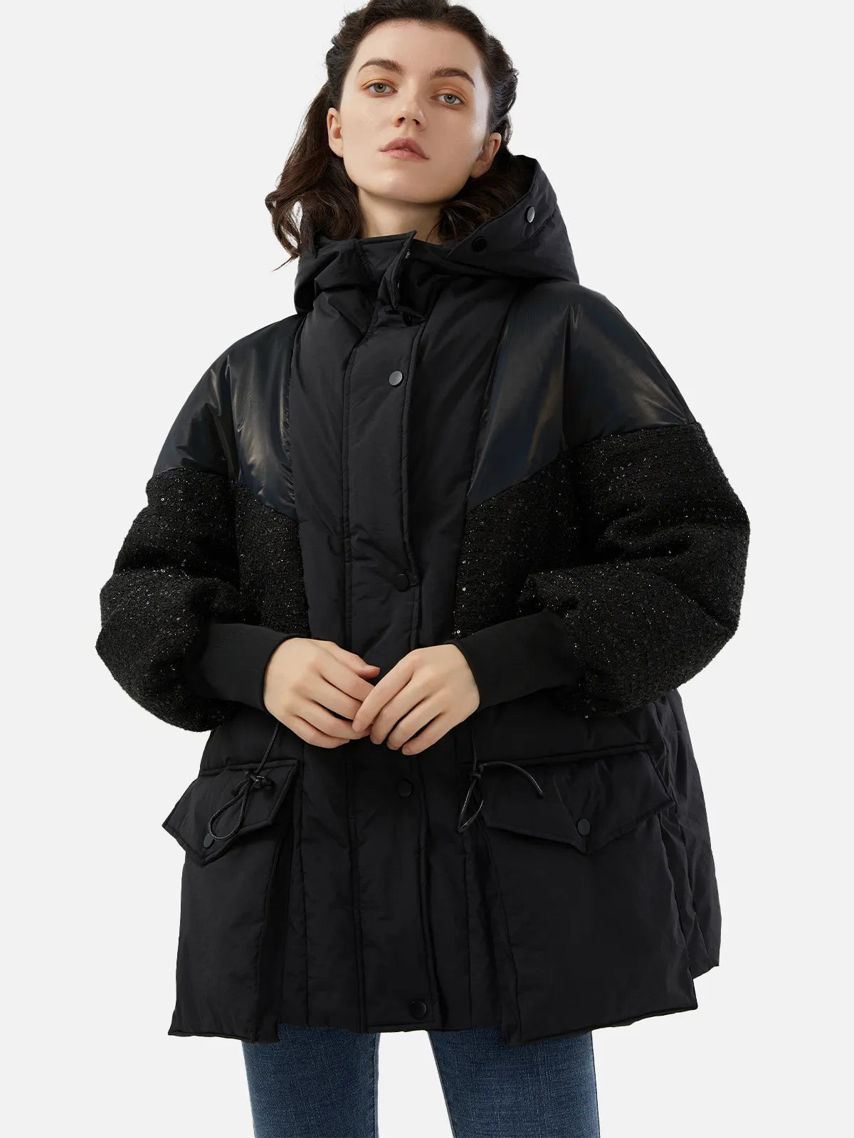 Patchwork Hooded Goose Down Jackets | SDEER