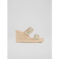 Renlee Gold Leather Woven Wedges, Gold | L.K. Bennett (UK)