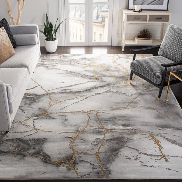 Swindle Abstract Gray/Gold Area Rug | Wayfair Professional