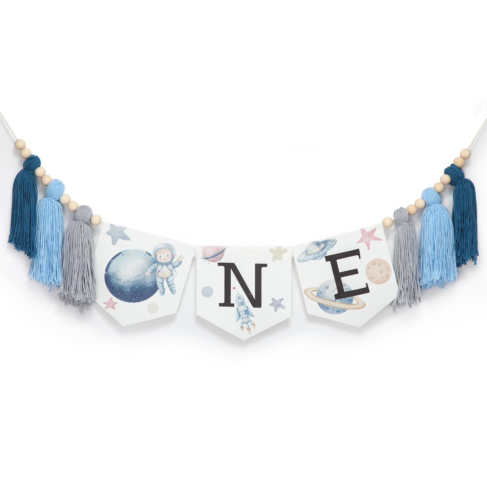 Tegeme Space Planets Rockets One High Chair Banner 1st Birthday Party Decoration Astronaut Rocket... | Amazon (US)